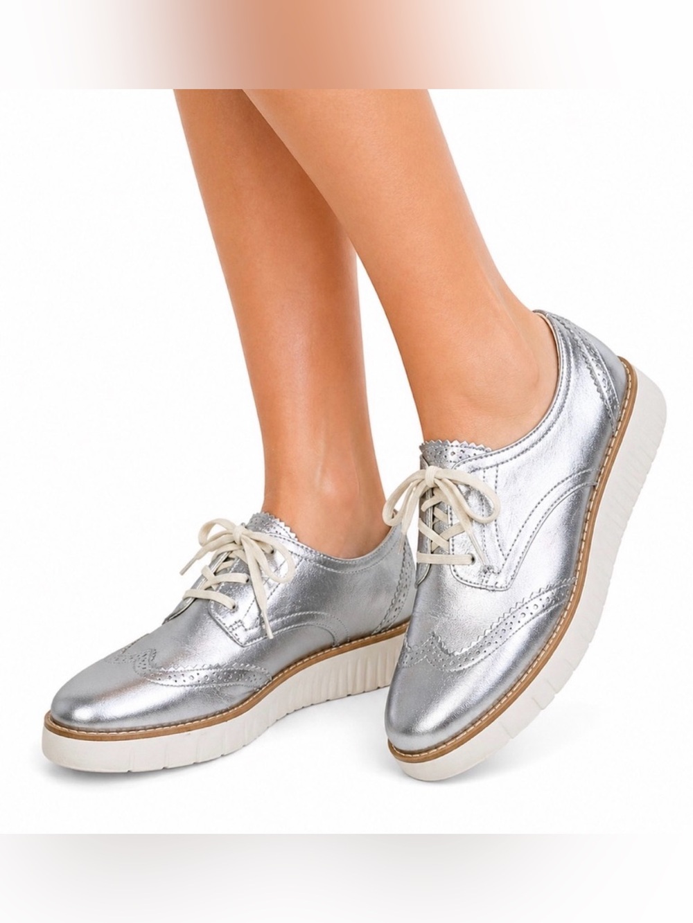 Like new perfect Cole Haan Grand City Platform Oxford Silver 7.5 - Picture 2 of 12